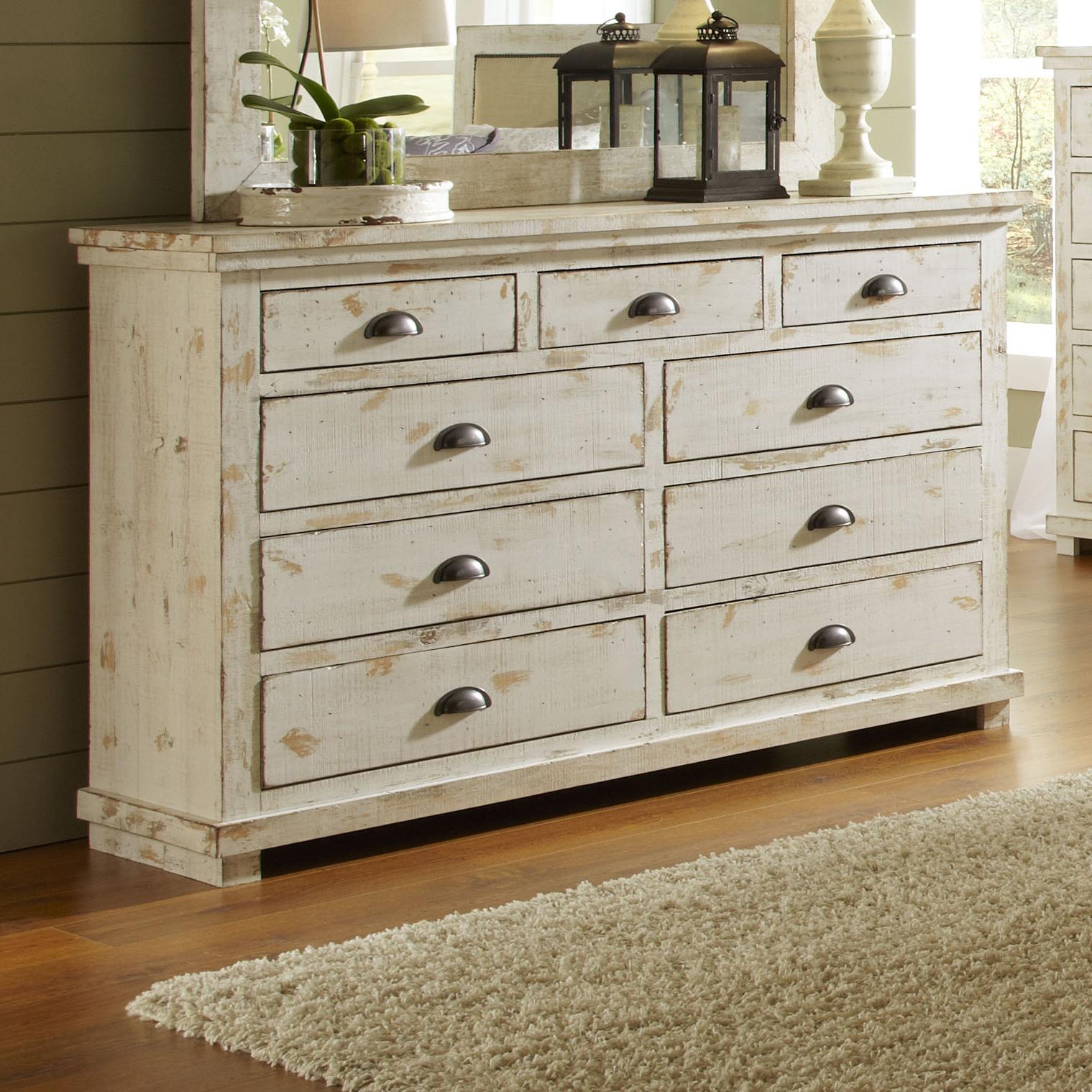 Progressive Furniture Willow Distressed Pine Drawer Dresser Miskelly